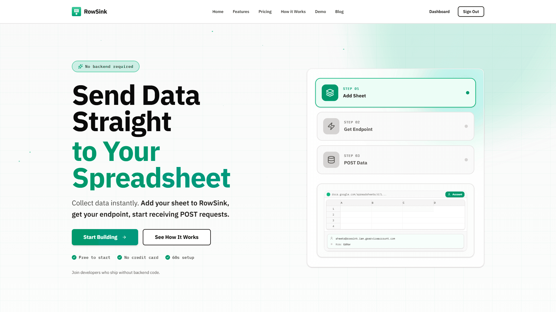 Screenshot of RowSink project