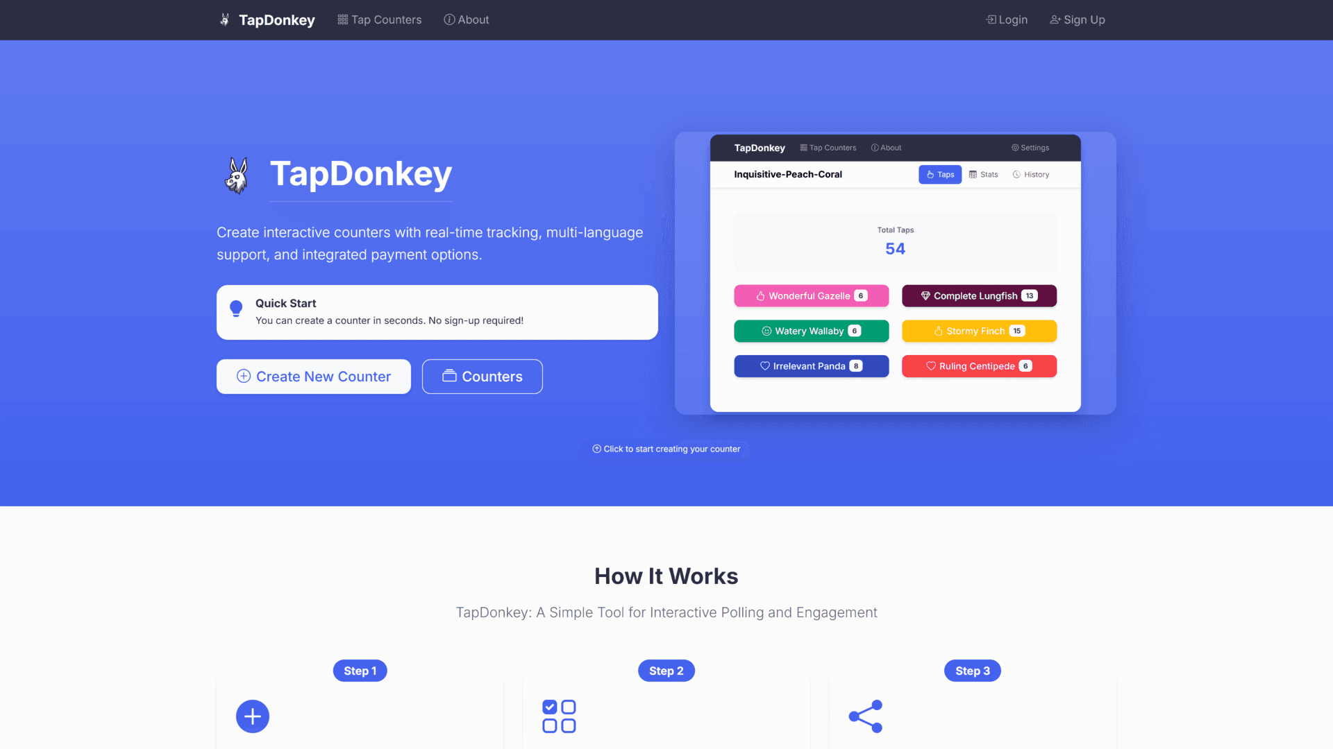 Screenshot of TapDonkey project
